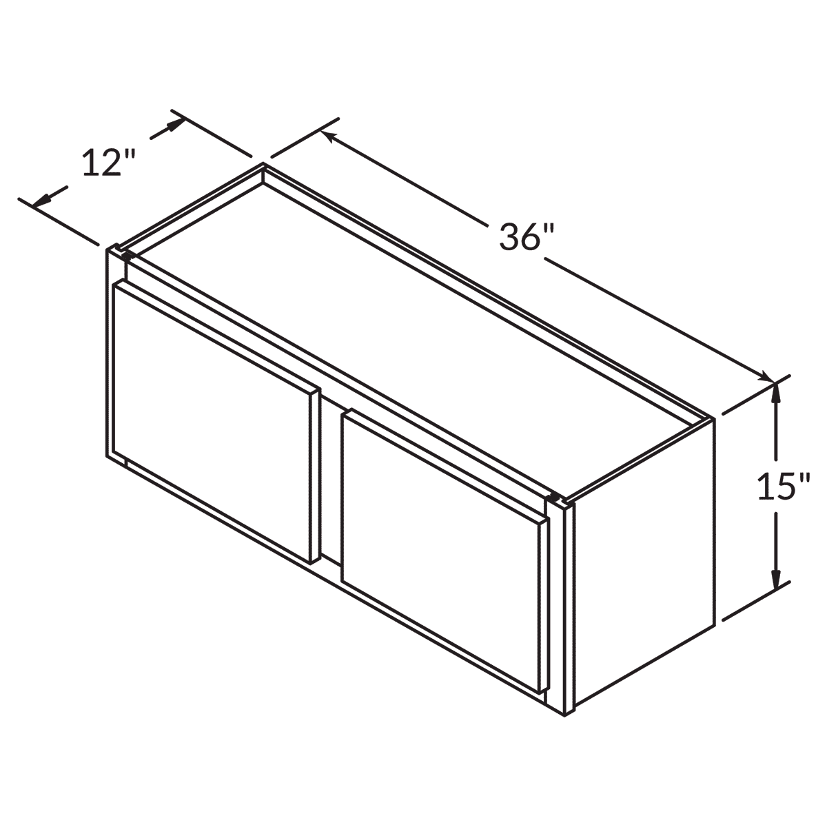 Double Door Wall 15 By 36 Wide White Shaker Cabinet