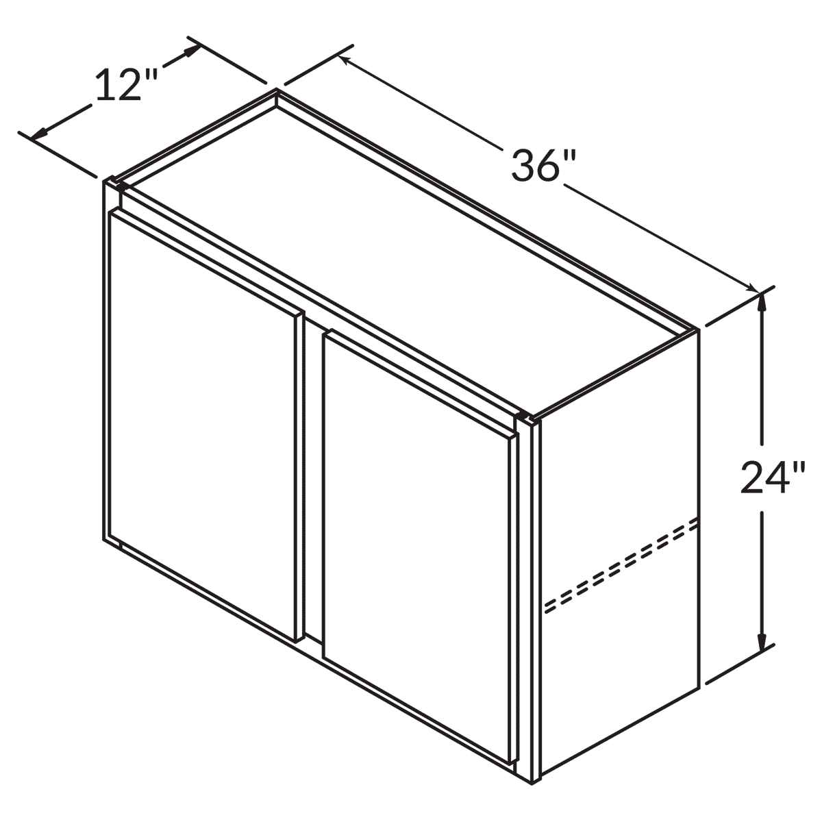 Double Door Wall 24 By 36 Wide White Shaker Cabinet