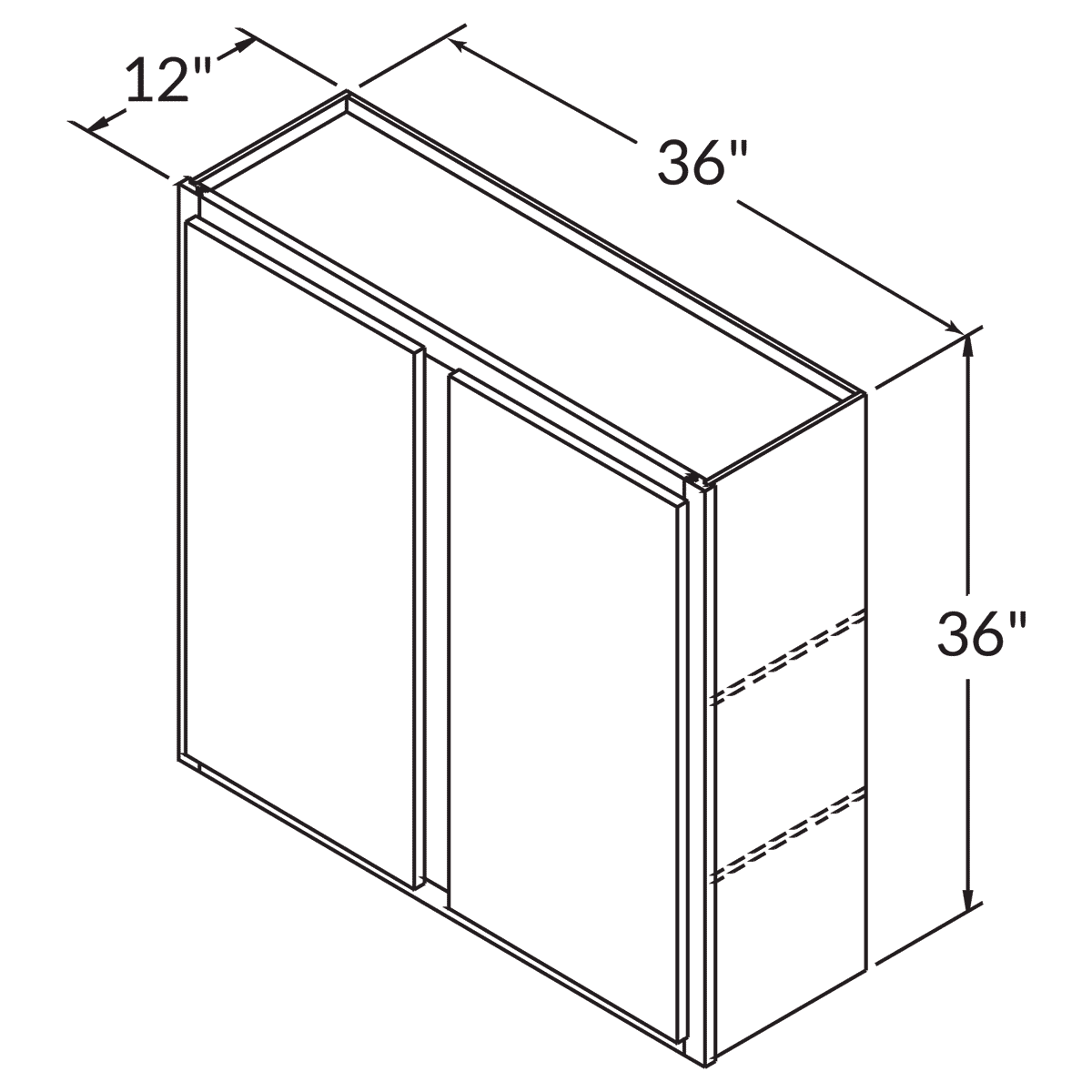 Double Door Wall 36 By 36 Wide White Shaker Cabinet