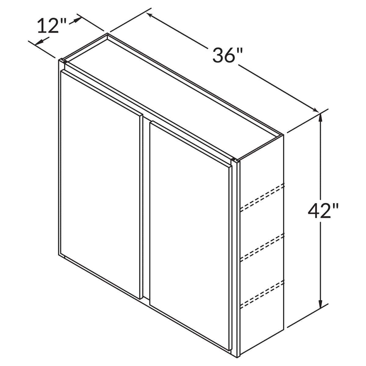 Double Door Wall 42 By 36 Wide White Shaker Cabinet